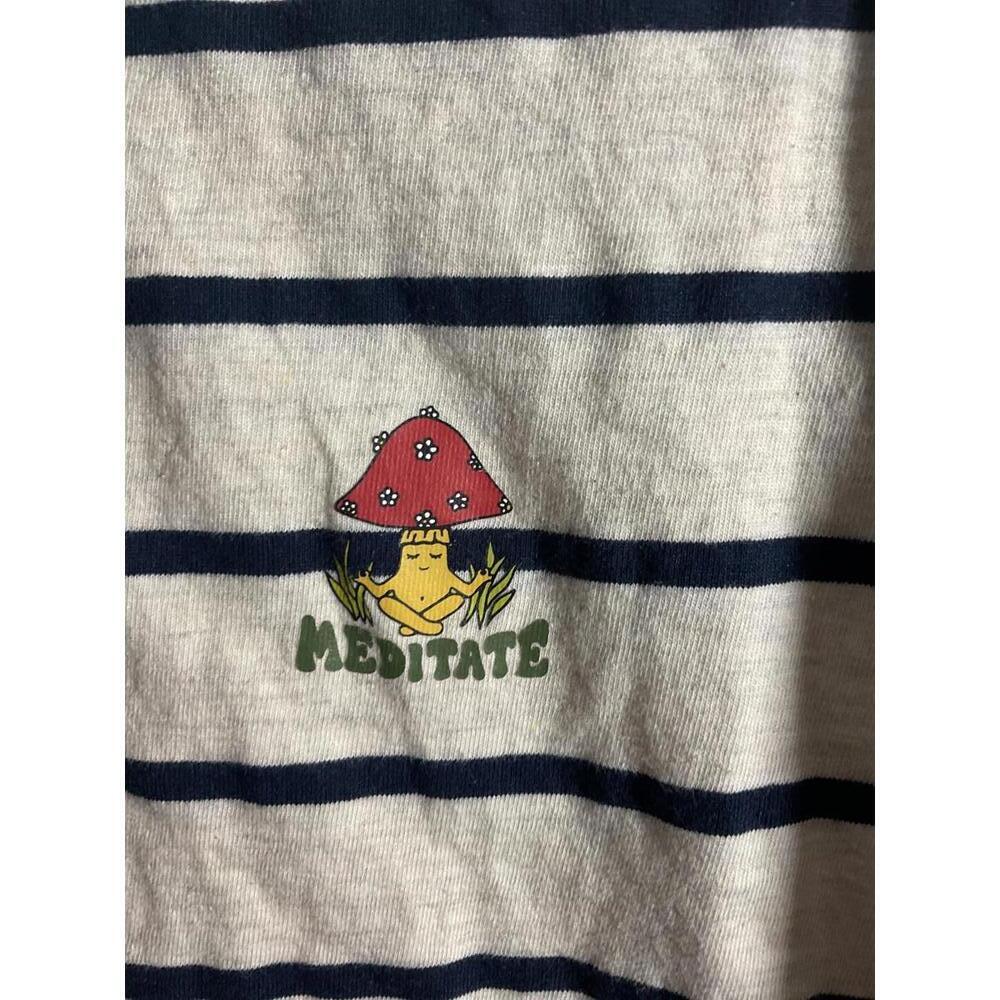 Denim & Flower Striped Tee With Mushroom  - XL - Picture 5 of 7